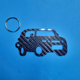 Carbon Fiber keychain for Toyota FJ Cruiser (2007-2014) Inspired Keychain Lanyard 3d  front view Glossy Twill