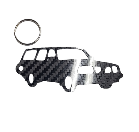 Carbon Fiber keychain for Volvo 200 (1974-1993) Inspired Keychain Lanyard 3d  front view Glossy Twill (Copy)