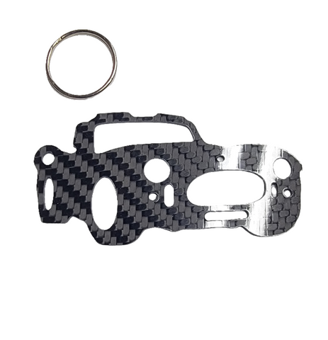 Carbon Fiber keychain for Shelby 427 Cobra Roadster (1965-1967)  Caroll Shelby S1 Inspired Keychain Lanyard 3d  front view Glossy Twill