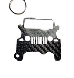 Carbon Fiber keychain for Jeep Wrangler TJ (1997-2006) 2nd Generation Inspired Keychain Lanyard  front view Glossy Twill