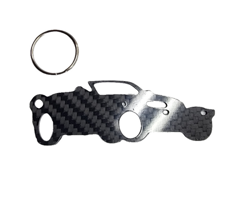 Carbon Fiber keychain for Chrysler Prowler (1997-2002) Plymouth hot rod Inspired Keychain Lanyard 3d front view Glossy Twill
