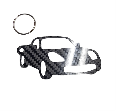 Carbon Fiber keychain for Toyota MR2 MRS ZZW30 (1999-2001) 3rd Generation W30 Inspired Keychain Lanyard  3d front view Glossy Twill (Copy)