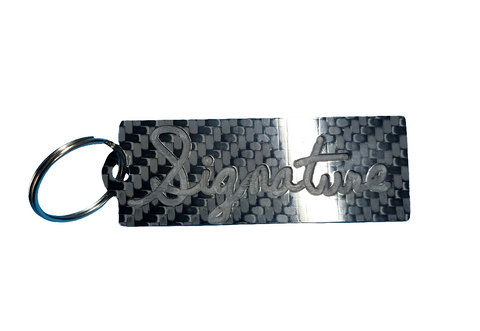 Custom keychain lanyard with your SIGNATURE, Made of Carbon fiber Glossy Twill - send us a photo of your signature -MADE IN THE USA