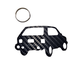 Carbon Fiber keychain for Yugo GV (1985-1992) Zastava Koral (One of the Worst Cars Ever Made) Inspired Keychain Lanyard 3D REAR view Glossy Twill