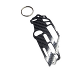Carbon Fiber keychain for Mercedes Benz 190E (1990-1991) Cosworth Evolution II Inspired Keychain Lanyard  3d front view Glossy Twill (Copy)