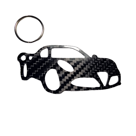 Carbon Fiber keychain for Alfa Romeo 4C (2013-2020) Inspired Keychain Lanyard 3d  front view Glossy Twill