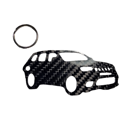Carbon Fiber keychain for Jeep Grand Cherokee (WK2) SRT Trackhawk 4rd Generation Inspired Keychain Lanyard 3D front view Glossy Twill