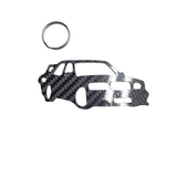 Carbon Fiber keychain for Mercedes Benz 190E (1990-1991) Cosworth Evolution II Inspired Keychain Lanyard  3d front view Glossy Twill (Copy)
