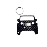 Carbon Fiber keychain for Jeep Wrangler JK (2007-2018) 3rd Generation Inspired Keychain Lanyard  front view Glossy Twill