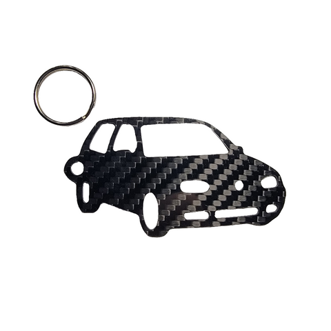 Carbon Fiber keychain for Volkswagen Golf GTI Mk4 (1998-2004) Inspired Keychain Lanyard 3d front view Glossy Twill
