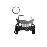 Carbon Fiber keychain for Jeep Wrangler TJ (1997-2006) 2nd Generation Inspired Keychain Lanyard  front view Glossy Twill