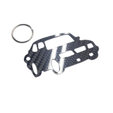 Carbon Fiber keychain for SAAB 900 (1978‐1998)  Inspired Keychain Lanyard 3d  front view Glossy Twill