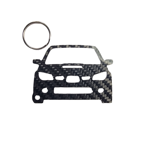 Carbon Fiber Keychain for Subaru WRX STi (2004-2005) bug eye Inspired Keychain Lanyard  front view Glossy Twill