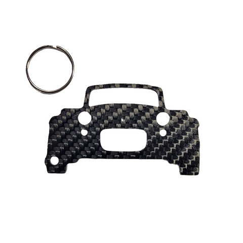 Carbon Fiber Keychain for Lotus 7 (Seven) Series 3 (1968-1969) Inspired Keychain Lanyard  front view Glossy Twill
