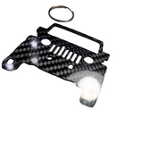 Carbon Fiber keychain for Jeep Wrangler JK (2007-2018) 3rd Generation Inspired Keychain Lanyard  front view Glossy Twill