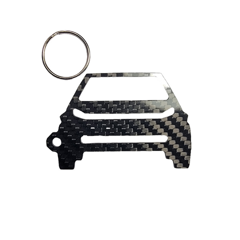 Carbon Fiber keychain for Tesla Cyber Truck Inspired Keychain Lanyard  front view Glossy Twill