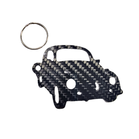 Carbon Fiber keychain for Volkswagen Beetle Classic (1950-1959) VW Bug Type 1 Inspired Keychain Lanyard 3D front view Glossy Twill