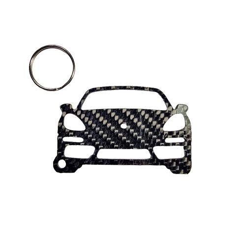 Carbon Fiber keychain for Porsche Cayman S 718 (2016-2020) Inspired Keychain Lanyard  front view Glossy Twill