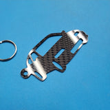 Carbon Fiber keychain for Honda Civic CRX (1988-1991) Inspired Keychain Lanyard 3d  front view Glossy Twill