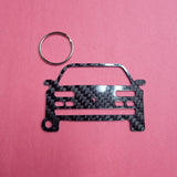 Carbon Fiber keychain for Ferarri Mondial F108 (1980-1993)  front view Glossy Twill