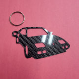 Carbon Fiber keychain for Ferarri Mondial F108 (1980-1993) 3D front view Glossy Twill