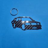 Carbon Fiber keychain for Mercedes Benz 190E (1990-1991) Cosworth Evolution II Inspired Keychain Lanyard  3d front view Glossy Twill (Copy)