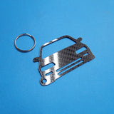 Carbon Fiber keychain for Honda Civic EF hatchback (1987-1991) Gen 4 Inspired Keychain Lanyard Front  view Glossy Twill