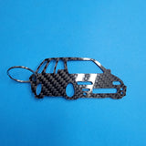 Carbon Fiber keychain for Honda Civic Wagon (1983-1991) Inspired Keychain Lanyard 3d front view Glossy Twill