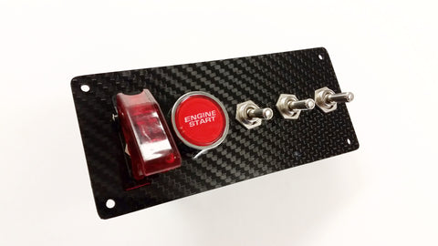 Racing REAL CARBON FIBER 12V Switch Panel LED Engine Start Push Button Toggle