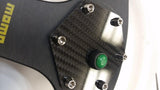 CARBON FIBER Glossy Steering Wheel Horn Button Cover Plate W/ GREEN Button