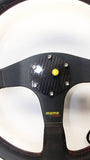 CARBON FIBER Glossy Steering Wheel Horn Button Cover Plate W/ YELLOW Button