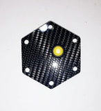 CARBON FIBER Glossy Steering Wheel Horn Button Cover Plate W/ YELLOW Button