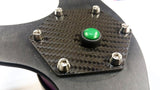 CARBON FIBER Glossy Steering Wheel Horn Button Cover Plate W/ GREEN Button